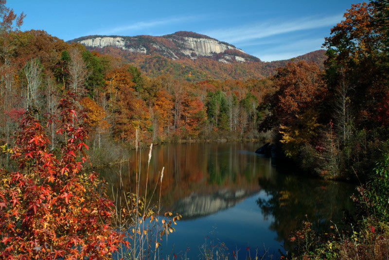 The view of Table Rock from Lake Pinnacle