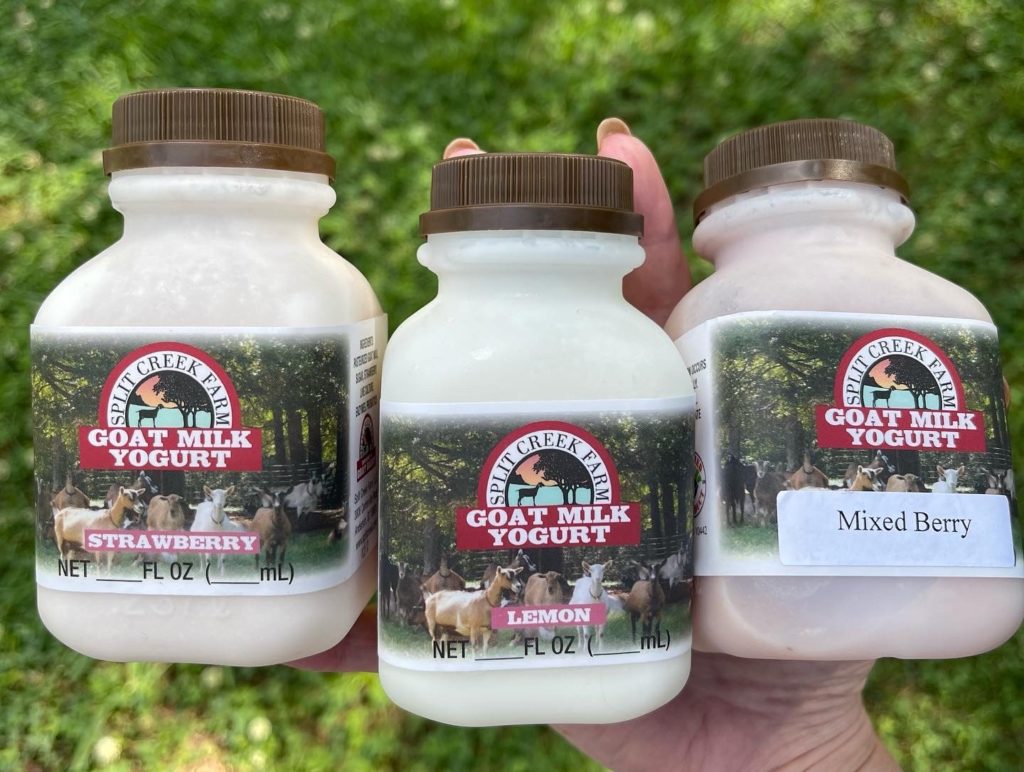 split creek farm goat milk yogurt bottles